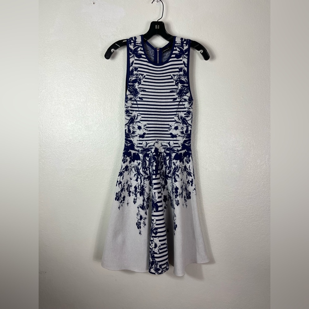 Karen Millen north shore blue Jacquard Knit Dress size Small